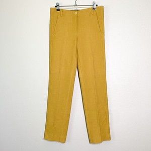‘S Max Mara Cotton Tweed Trousers US 2 Pants Yellow Straight Leg